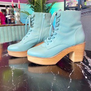 Charlotte Stone Lace-Up Teal Boots Size 8